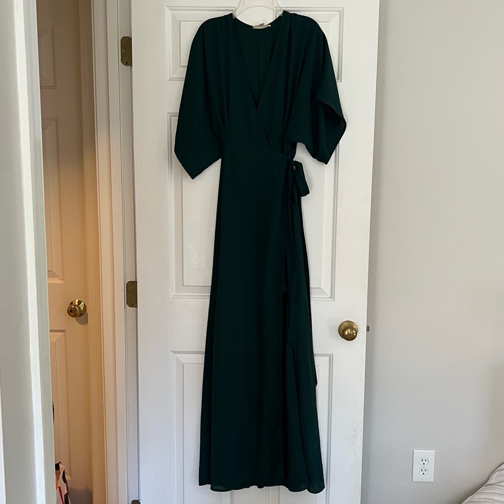 NWOT FOREST GREEN WRAP MAXI